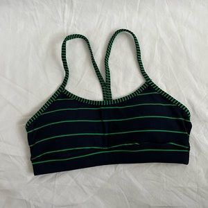 Lululemon Flow Y Bra IV Navy & Green Stripe- Size 6